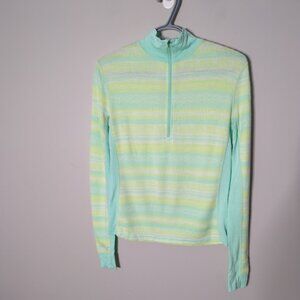 Dakini 1/4 Zip Mock Neck Merino Wool Base Layer Long Sleeve Mint/Yellow Size Sm